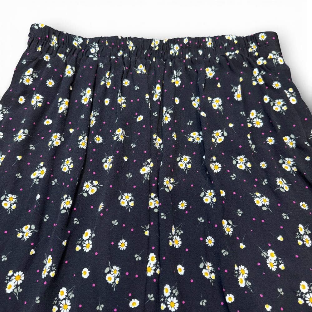 Ultra Flirt Daisy Floral Button‎ Front Midi Skirt Black Rayon Womens M Spring - Picture 11 of 11